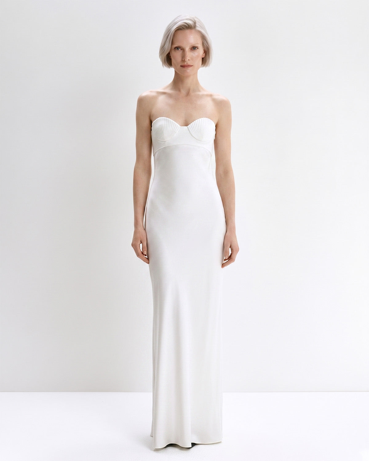 bevza satin bustier maxi dress BEVZA Gray Mermaid Maxi Dress BEVZA