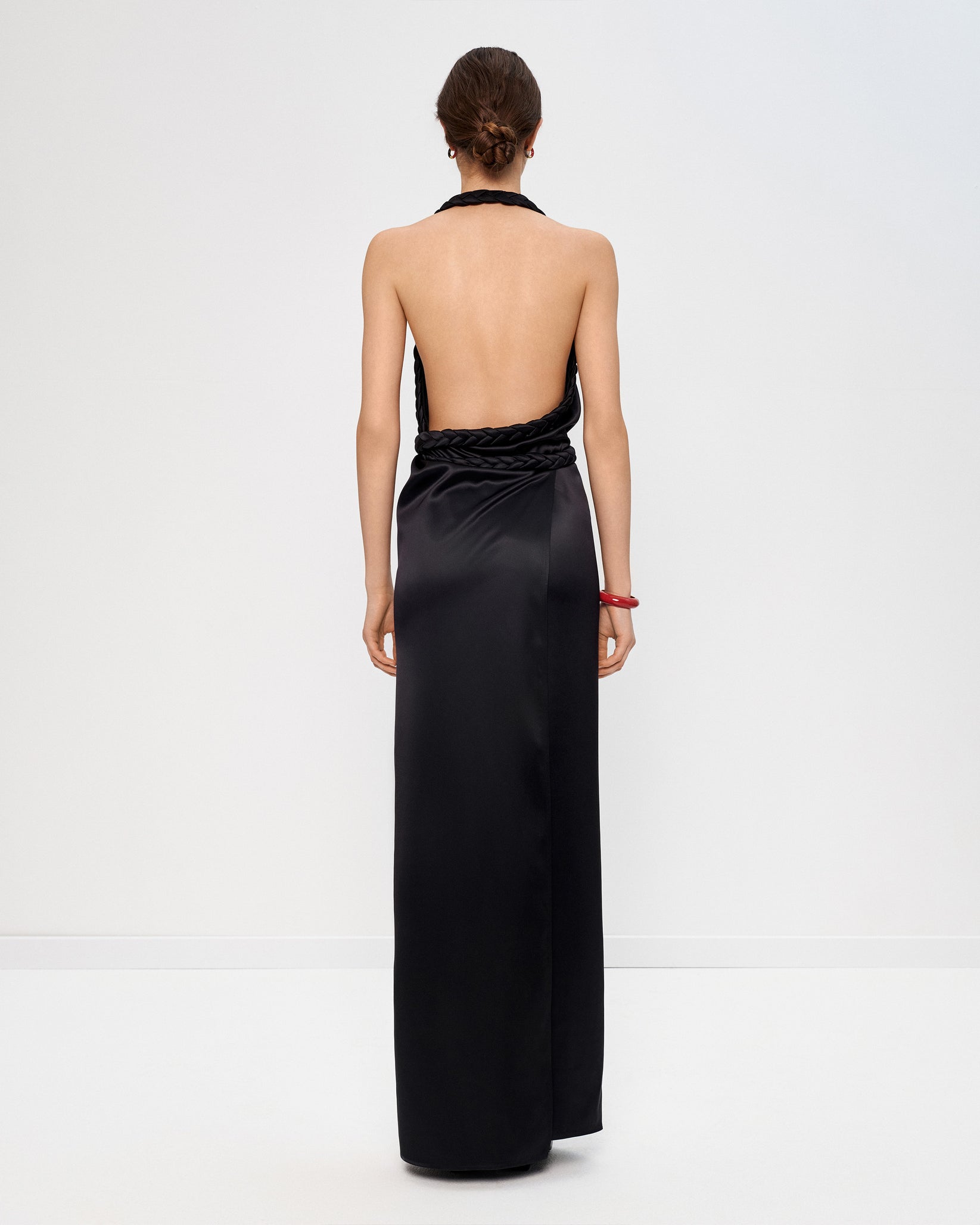 bevza satin bustier maxi dress Bevza Seashell Bra Dress in Vanilla